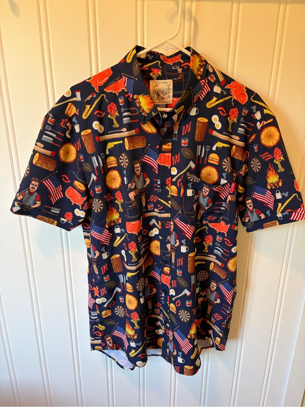 RSVLTS Parks and Rec Ron Swanson Shirt of Greatness Mens Large KUNUFLEX L
